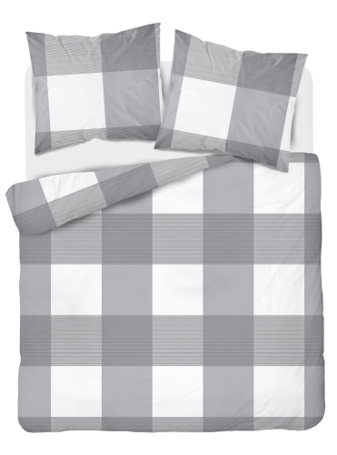 Pościel flanelowa popielata 220x200 w dużą kratę