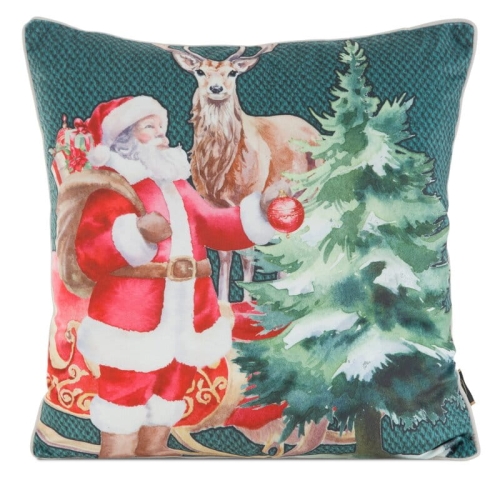 Poszewka dekoracyjna świąteczna 45x45 Święty Mikołaj z Choinką
