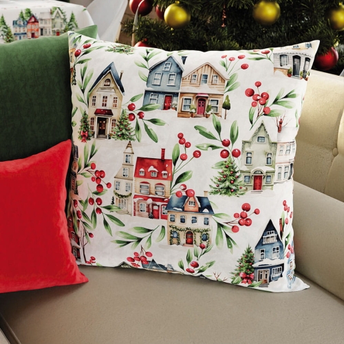 Poszewka dekoracyjna świąteczna 45x45 Zimowe miasteczko