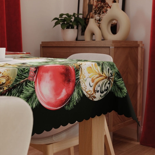 Obrus wodoodporny świąteczny 140x220 Bombki