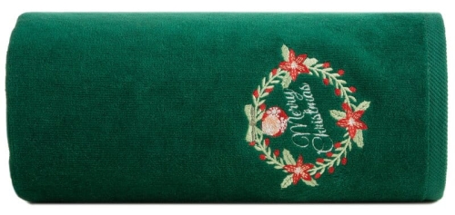 Świąteczny zielony ręcznik 50x90 Merry Christmas