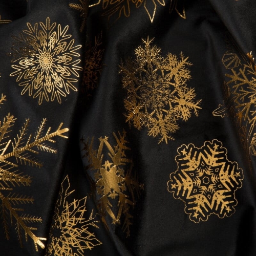 Świąteczna zasłona Astra 140x250 czarno złota przelotki