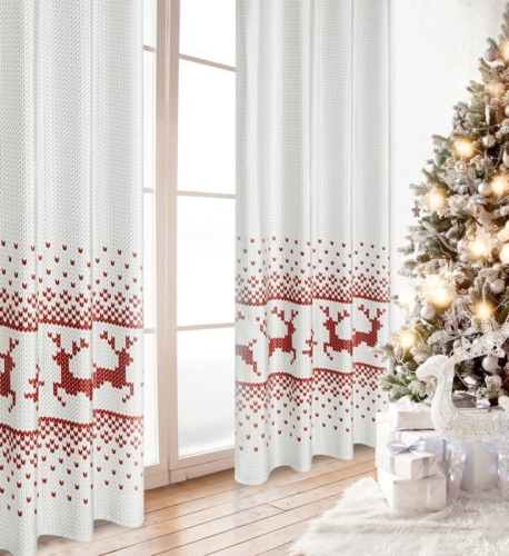 Świąteczna zasłona Noel 140x250 w renifery