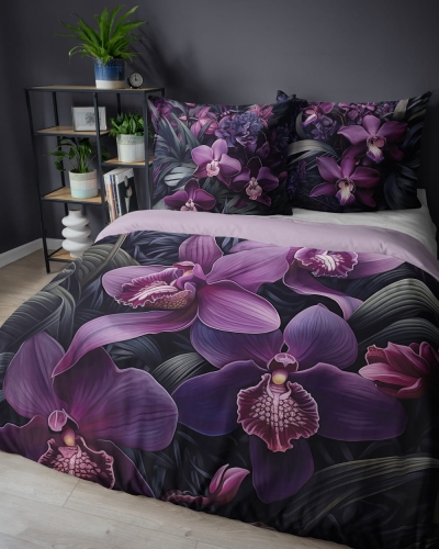 Pościel bawełniana Holland 220x200 Fioletowe Orchide