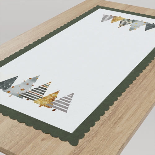 Bieżnik wodoodporny świąteczny 50x100 Pastelowe Choinki