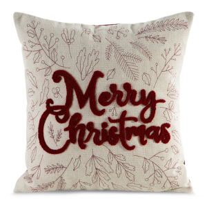 Świąteczna poszewka kremowo bordowa 45x45 Merry Christmas