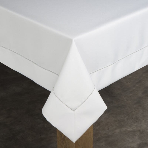 Obrus Madele 145x300 biały ze srebrną lamówką