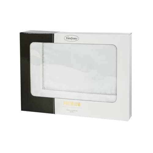 Obrus Madele 145x300 biały ze srebrną lamówką