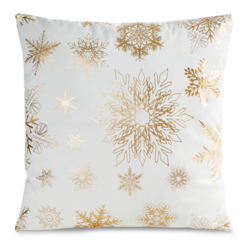 Poszewka dekoracyjna świąteczna biało złota 45x45 Śnieżynki