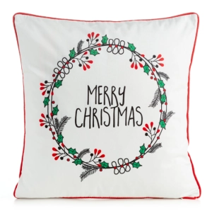 Świąteczna poszewka dekoracyjna z wieńcem 45x45 Merry Christmas