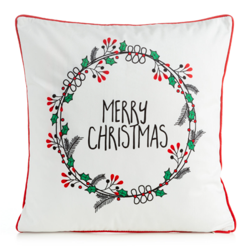 Świąteczna poszewka dekoracyjna z wieńcem 45x45 Merry Christmas
