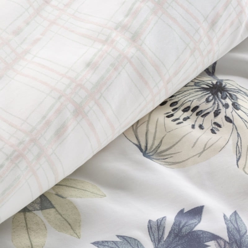 Komplet pościeli z bawełny satynowej 220x200 w kwiaty i liście Spring 