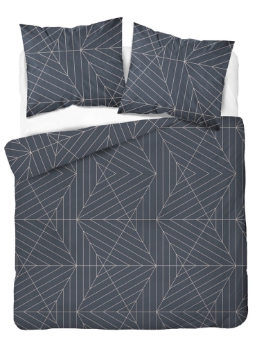 Pościel bawełniana 100% ciemnoszara 160x200 w geometryczny wzór