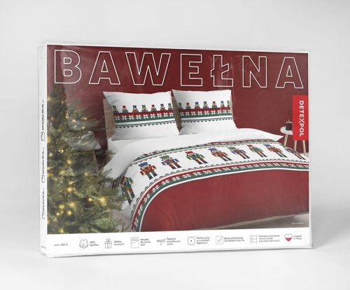 Świąteczna pościel bawełniana Czerwona 160x200 Dziadek do Orzechów