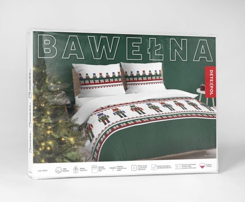 Świąteczna pościel bawełniana Zielona 220x200 Dziadek do Orzechów