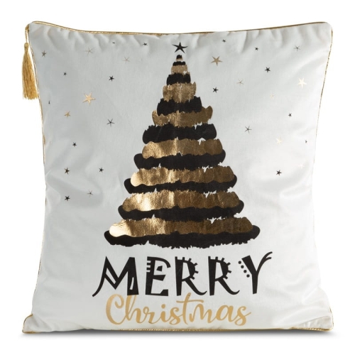 Świąteczna poszewka Biało Złota 45x45 Choinka Merry Christmas