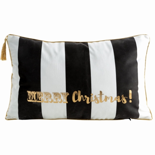 Świąteczna poszewka Czarno Białe Pasy 30x50 Merry Christmas