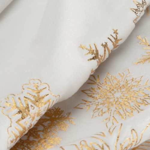 Koc świąteczny kremowy 150x200 Złote Śnieżynki