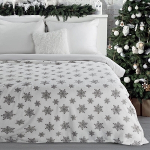 Koc świąteczny biały 150x200 Płatki Śniegu