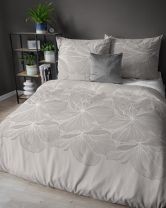 Pościel satyna bawełniana beżowa 160x200 w kwiaty Home Satin