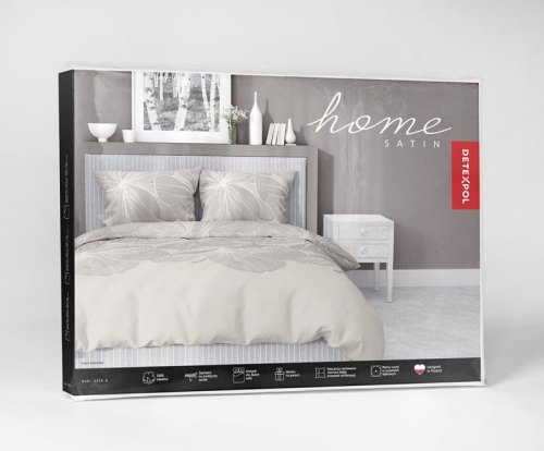 Pościel satyna bawełniana beżowa 160x200 w kwiaty Home Satin