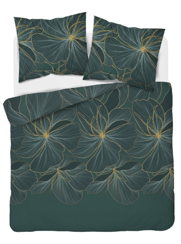 Pościel satyna bawełniana zielona 220x200 w kwiaty Home Satin
