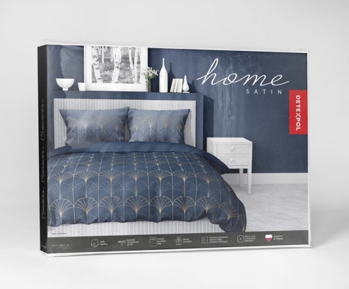 Pościel satyna bawełniana granatowo złoty wzór 160x200 Home Satin