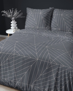 Pościel satyna bawełniana grafitowa 160x200 geometryczny wzór Home Satin