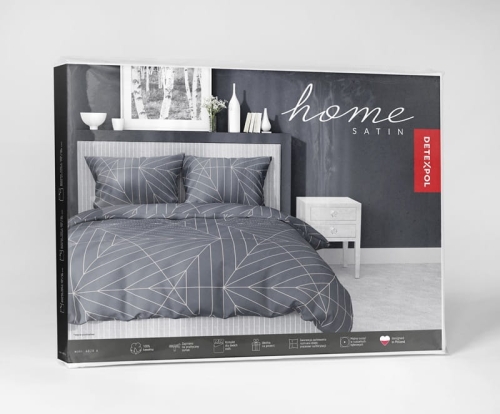 Pościel satyna bawełniana grafitowa 160x200 geometryczny wzór Home Satin
