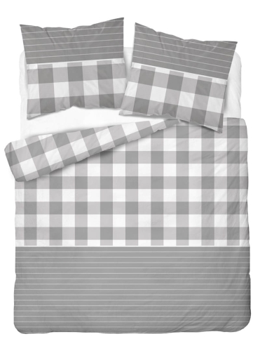 Pościel satyna bawełniana popielata 160x200 krata Home Satin