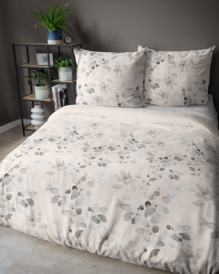 Pościel satyna bawełniana beżowa 160x200 w listki Home Satin