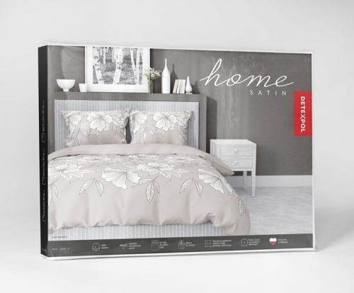 Pościel satyna bawełniana beżowa 220x200 w kwiatowy wzór Home Satin