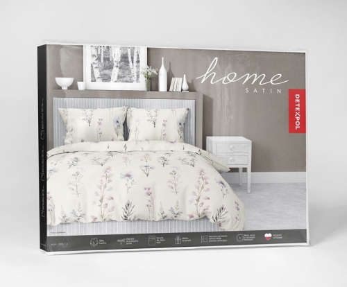 Pościel satyna bawełniana jasno kremowa 160x200 w polne kwiaty Home Satin