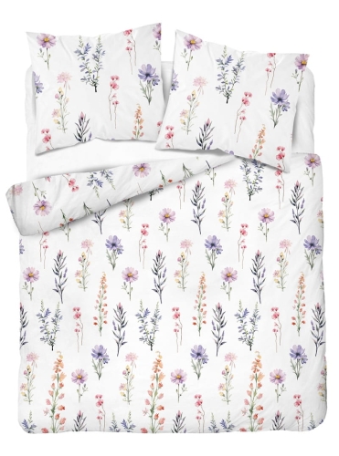 Pościel satyna bawełniana biała 160x200 w polne kwiaty Home Satin