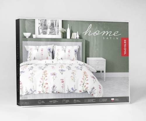 Pościel satyna bawełniana biała 160x200 w polne kwiaty Home Satin