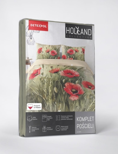 Pościel bawełniana Holland 220x200 Czerwone Maki