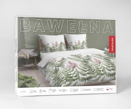 Pościel bawełniana 100% 160x200 w paprocie i łubiny