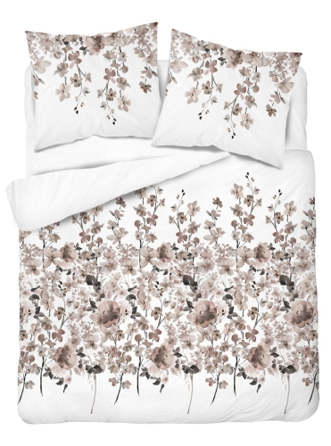 Pościel bawełniana 100% 220x200 w brązowo beżowe polne kwiaty
