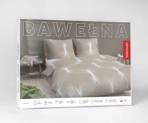 Pościel bawełniana beżowa 100% 160x200 w symetryczne linie