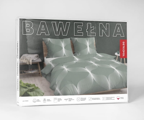 Pościel bawełniana zielona 100% 160x200 w symetryczne linie