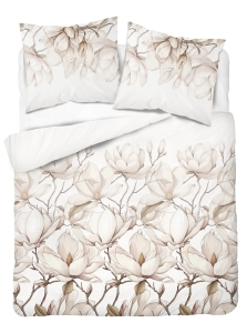 Pościel z satyny bawełnianej 160x200 Home Satin w beżowe magnolie 