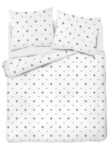Pościel z satyny bawełnianej białej 180x200 Home Satin minimalistyczny wzór geometryczny