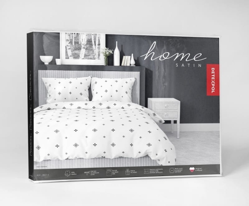 Pościel z satyny bawełnianej białej 180x200 Home Satin minimalistyczny wzór geometryczny