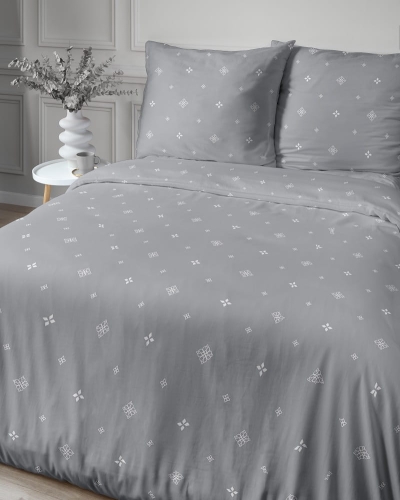 Pościel z satyny bawełnianej szara 180x200 Home Satin minimalistyczny wzór geometryczny