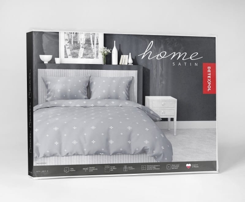 Pościel z satyny bawełnianej szara 180x200 Home Satin minimalistyczny wzór geometryczny