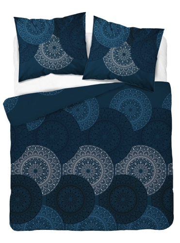 Pościel z satyny bawełnianej 160x200 Home Satin granatowo mandala