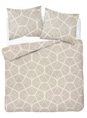 Pościel z satyny bawełnianej beżowej 220x200 Home Satin pastelowy wzór geometryczny 