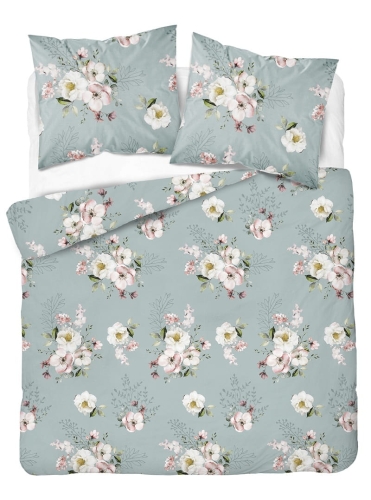 Pościel z satyny bawełnianej miętowej 160x200 Home Satin w magnolie i jaśmin