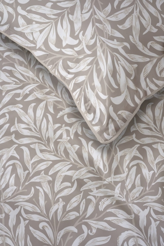Pościel z perkalu beżowa 220x200 liście Lame Percale
