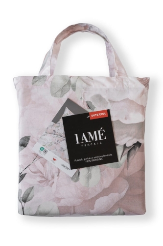 Pościel z perkalu różowa 160x200 piwonie Lame Percale
